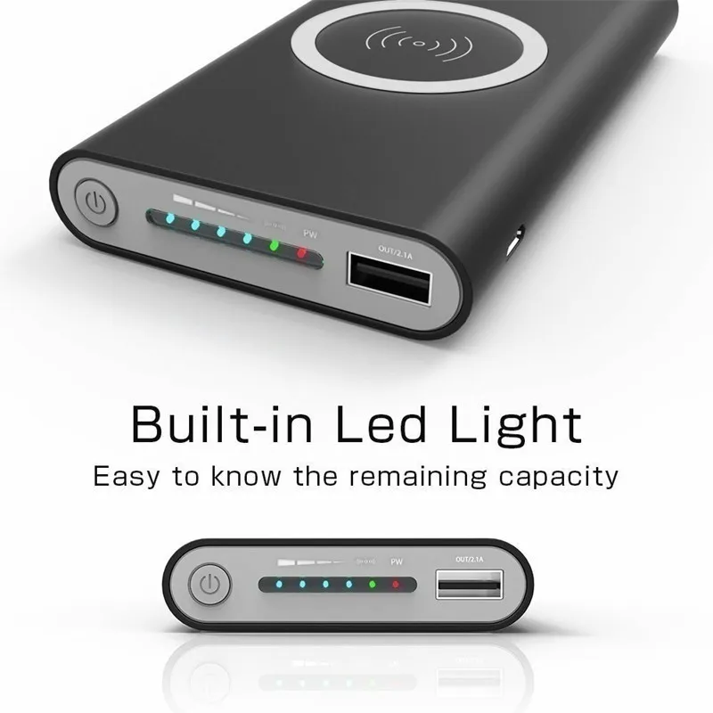 Banco de energía de carga inalámbrica para teléfono, cargador de batería externo de 30000mAh, 2 USB, para iphone y Android - Imagen 4