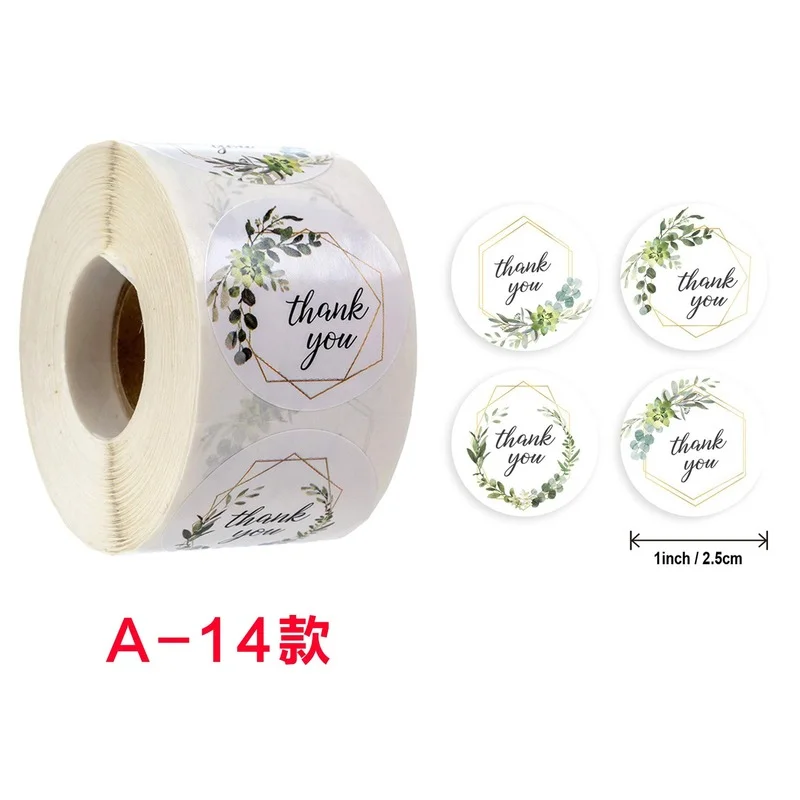 Factory Direct 500pcs 25mm Circle Flowers Thank You Stickers for Gift Paper Sticker for Birthday Party Wedding Decoration