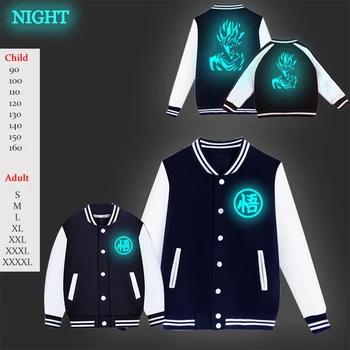 

Dragon Ball Luminous Print Kids Baseball Jackets Parent-child Outfit Toddler Boy Girl Spring Autumn Warm Jacket Casual Tracksuit