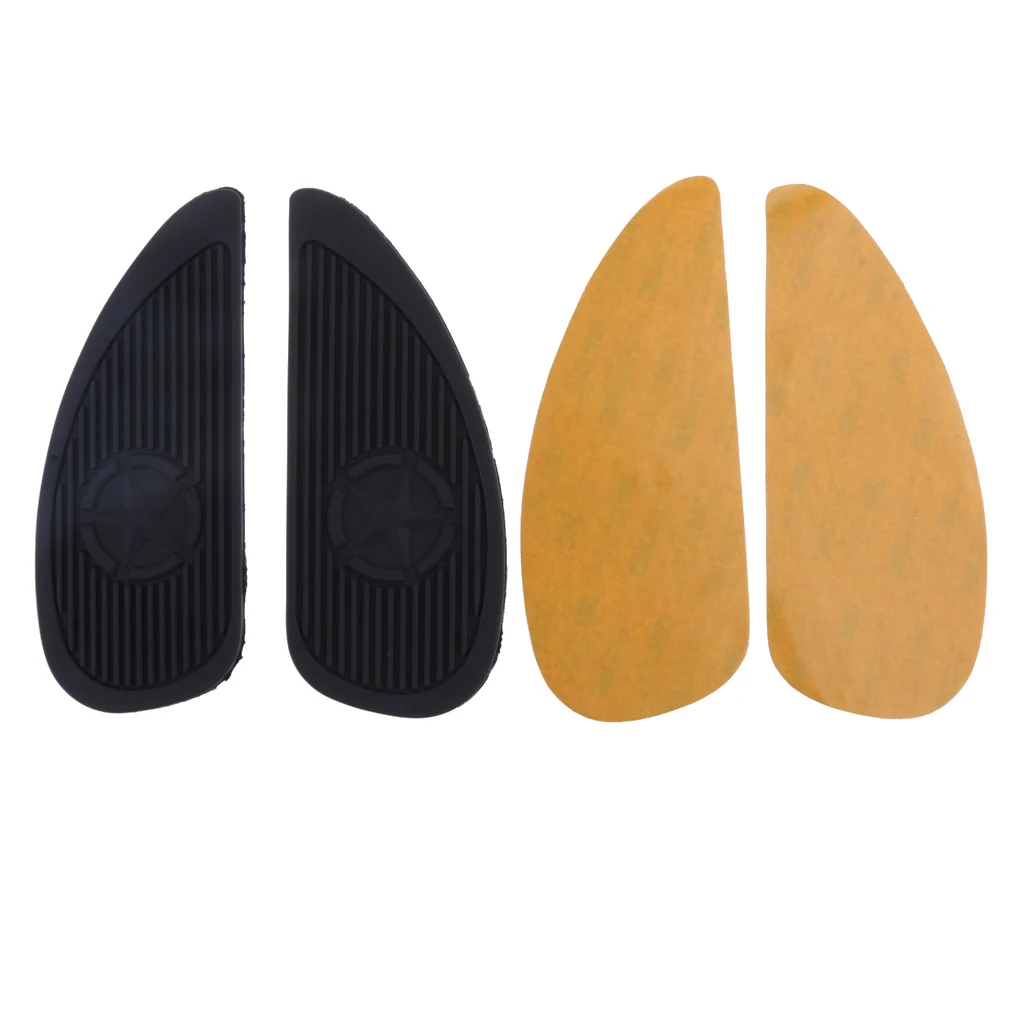 Motorbike Tank Traction Side Pads Gas Fuel Knee Grip Decal Black Rubber