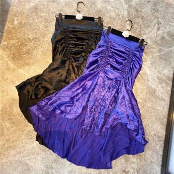 

High Waist Skirt Women Pleated Irregular Flounced Slimming Hips Skirt Ladies Skirts Spring Summer 2020