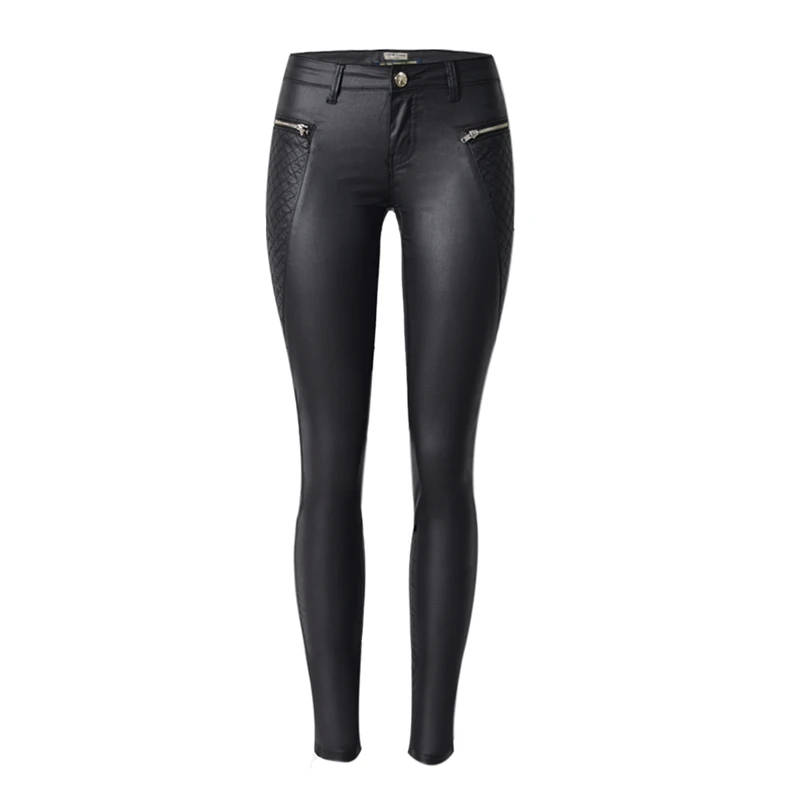 Осенние и зимние популярные черные джинсы с низкой талией и покрытием большого размера, женские модные брюки из искусственной кожи, женские джинсы K178