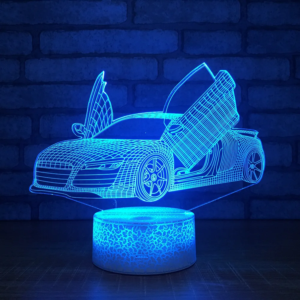 Super racing car 7 Color Lamp 3d Visual Led Night Lights For Kids Touch Usb Table Lampara Lampe Baby Sleeping Motion Light