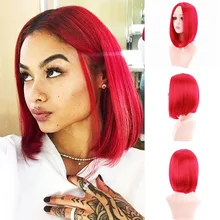 MUMUPI прямые красные синтетические парики средняя часть для женщин средняя длина волосы боб парик термостойкие Bobo прическа Косплей парики