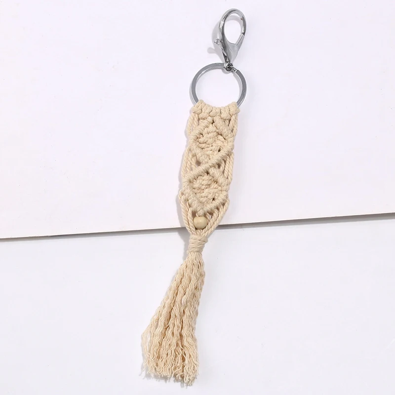 Брелоки с кисточками для женщин Boho брелок Крепление Сумка из макраме Шарм автомобиль Висячие украшения подарок для друзей набор из пяти