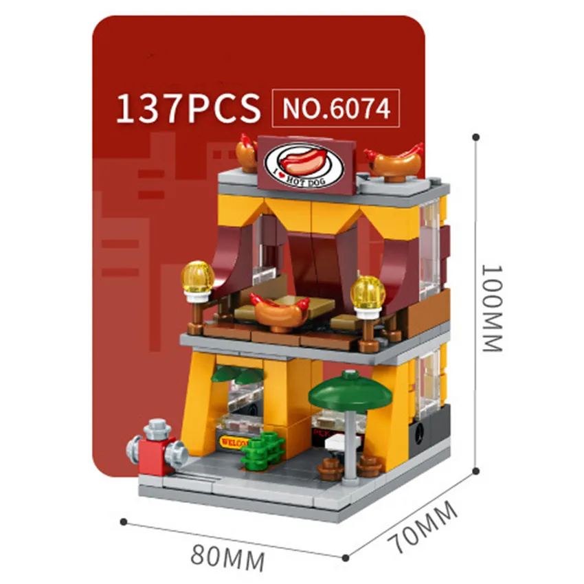 Sembo Blocks City Street View  Shoes  Fast Food Phone KTV Pizza Coffee  Building Blocks MOC Bricks Kids DIY Toys Sets  (10)