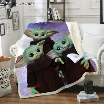 

NEWStar Wars Baby Yoda 3D Printed Fleece Blanket for Beds Thick Quilt Fashion Bedspread Sherpa Throw Blanket Adults Kids 08