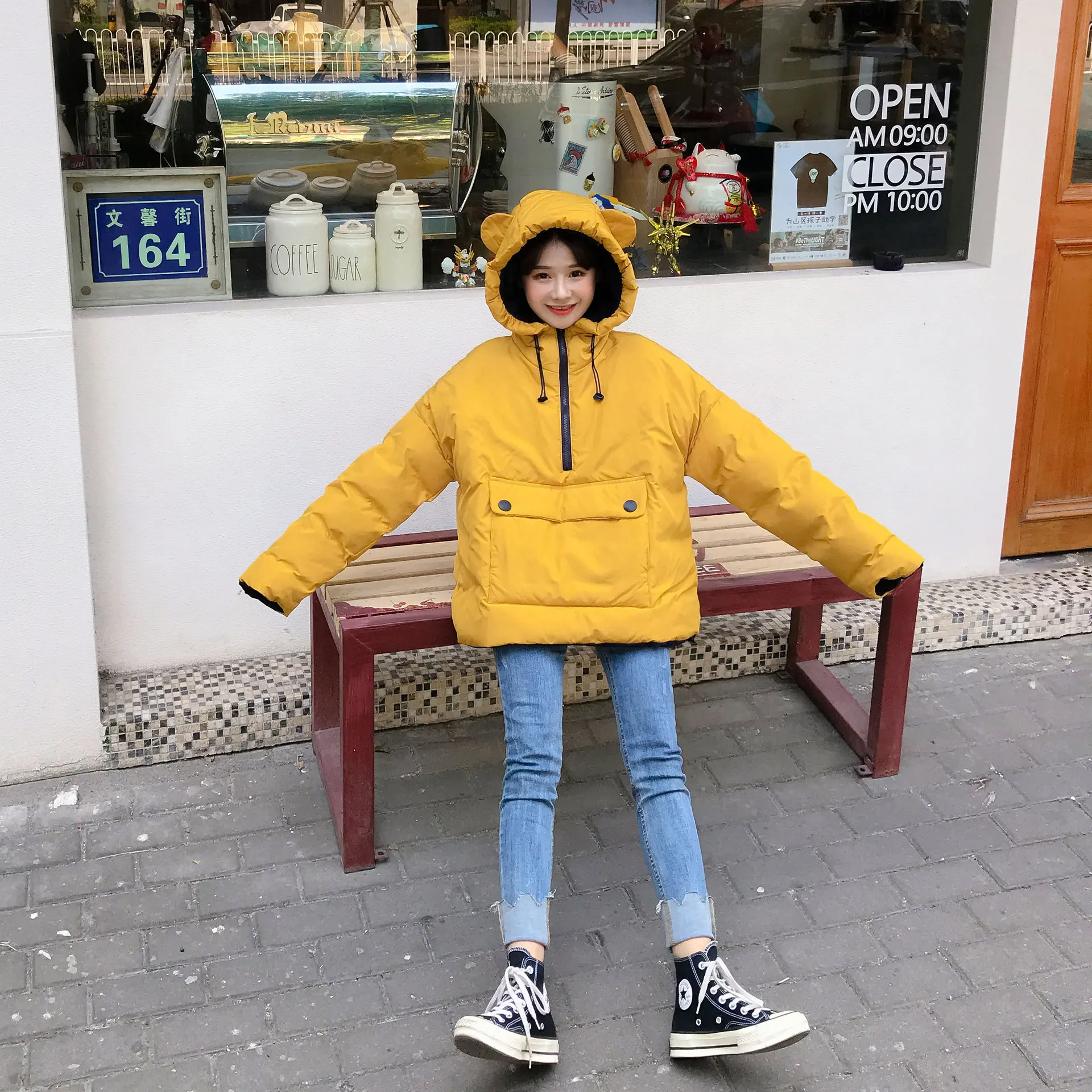 Стиль, корейский стиль, студенческий свободный крой, BF Harajuku, ветровка, пуховик, одежда с хлопковой подкладкой, укороченная куртка