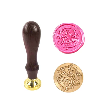 

WYSE Be Happy Retro Brass Stamp Antique Sealing Wax Stamps for DIY Wedding Invitations Wax Seal Stamp Wood Handle