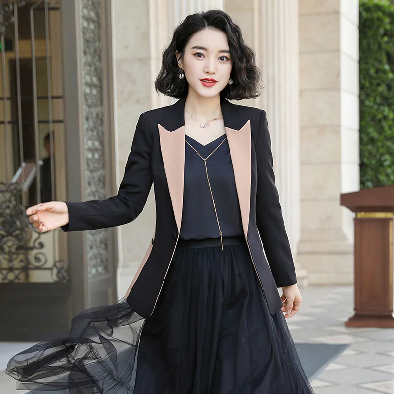 IZICFLY Spring Fall Patchwork Fashion Uniforms Business Suits with Trousers Slim Office Suit Women Blazer Set Work Wear 2 Piece