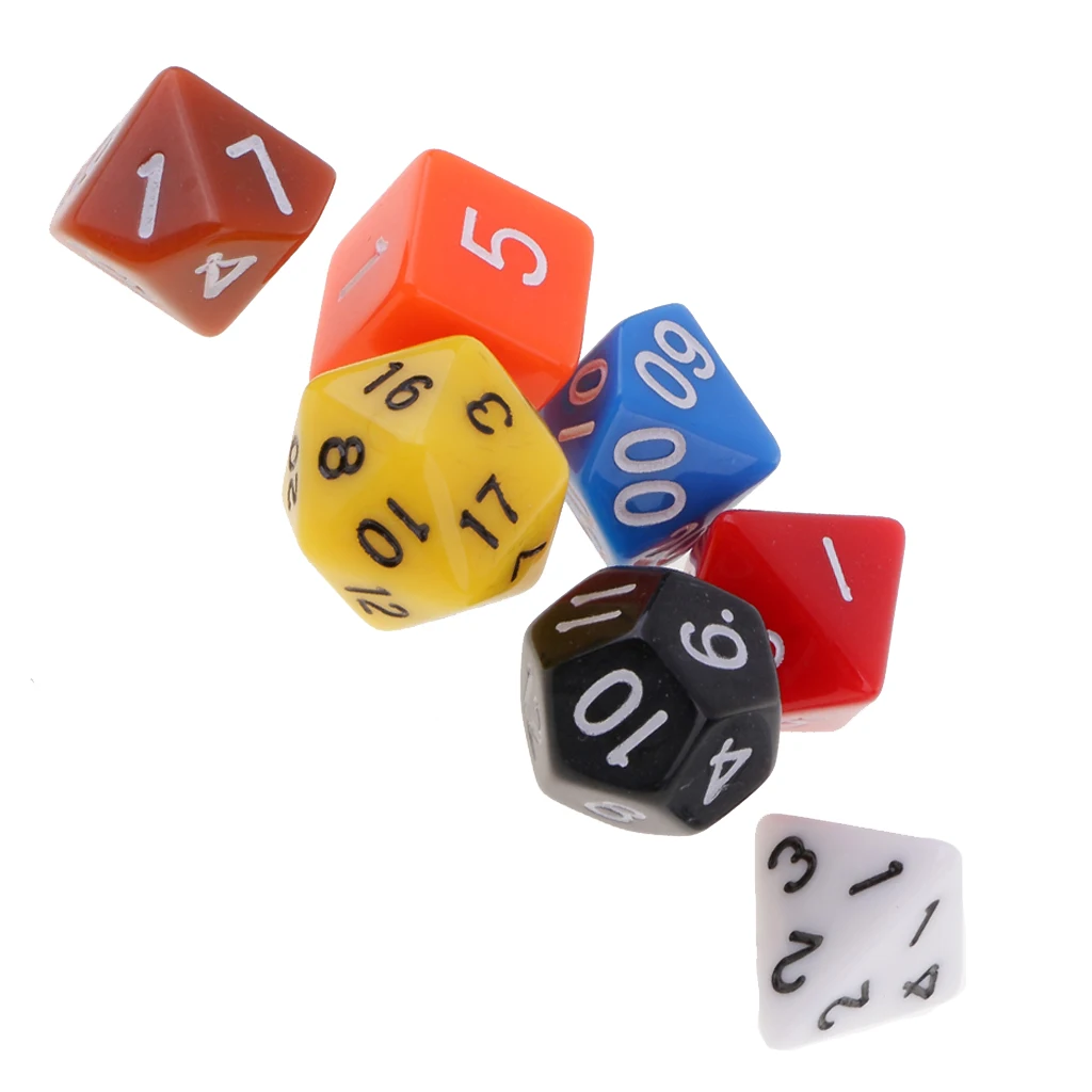 7Pcs 16mm Dice d20 d12 d8 d10 d6 d4 Die Polyhedral for D&D Wargaming Players