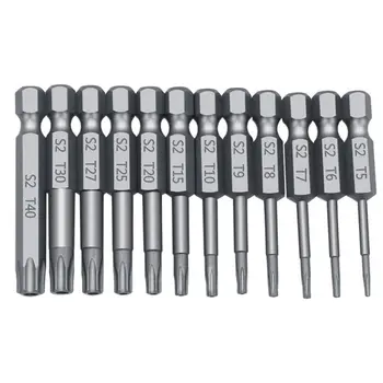 

11/12pcs Tamper Proof Security Drill Bit Set Torx Screwdriver Flat Head 1/4" Hex