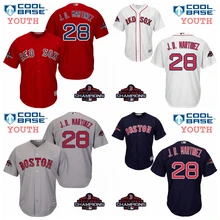 Youth kids Boston J. D. Martinez Red Sox Scarlet команда чемпионов мира с логотипом игрока красная футболка