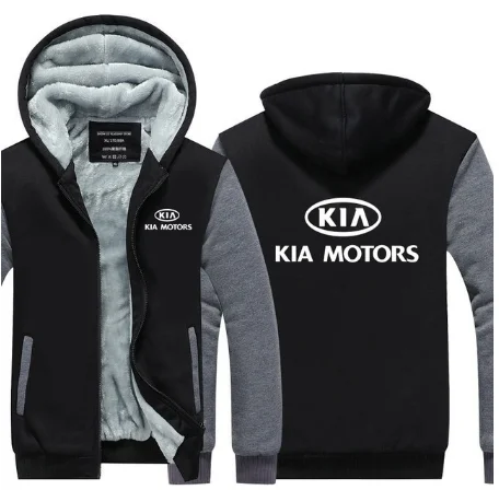 Осенне-зимняя мужская толстовка с капюшоном, теплая толстовка KIA Motors, рекламная куртка, утепленные пальто на молнии, флисовая одежда q f - Color: 1
