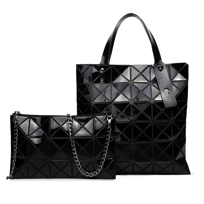 

2019 New Style Rhombus Joint WOMEN'S Bag Hand Different Size Bags Two-Piece Set Laser WOMEN'S Shoulder Bag Big Bag