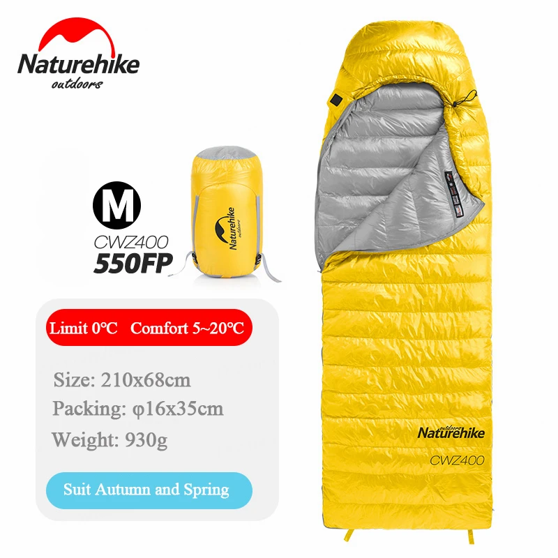 Naturehike CW400 спальный мешок с белым гусиным пухом, зимний теплый спальный мешок s NH18C400-D - Цвет: Autumn M Yellow