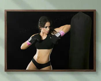 

0045J Boxing Power Training Fitness Bodybuilding Women Sexy Beautiful Strong Wall Sticker Silk Poster Art Home Decoration
