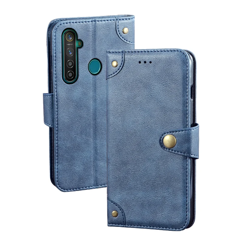 Деловой кожаный чехол для OPPO Realme 5, роскошный винтажный Чехол-книжка с бумажником для OPPO Realme 5 RMX1911, ретро Чехол 6,5 дюйма
