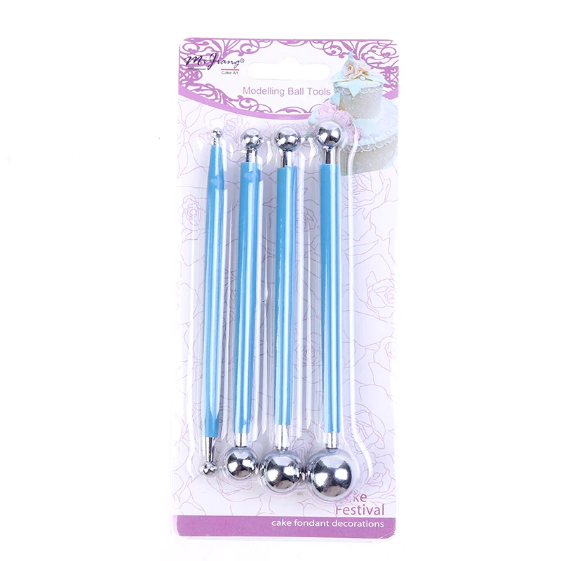 blue Профессиональный 4 шт./компл. DIY Инструменты из полимерной глины, Slime инструмент Скульптура игрушечные инструменты для глиняные изделия для резки формовочный шар палочки Нержавеющая сталь - Цвет: blue
