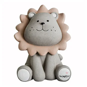 

Nordic Resin Creative Sun Lion Piggy Bank Money Box Figurine Craft Home Decoration Modern Birthday Gift Cartoon Cute