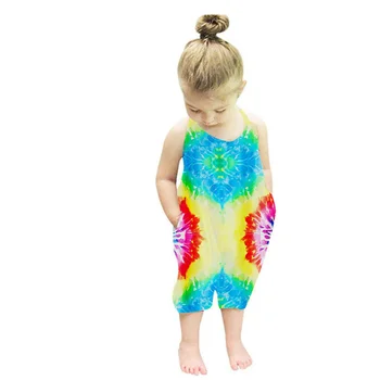 

Baby Girls Tie Dye Jumpsuit Girls Tie-dyed Sleeveless Summer Romper Baby Girl Clothes 2020 New 30