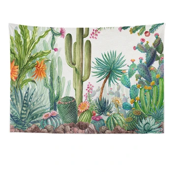 

Drop Shipping Tapestry Wall Fabric Saguaro Plants Printed Hanging Tapestry Hippie Boho Floral Cactus Watercolor Art Wall Carpet