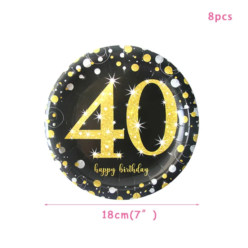 30th 40th 50th 60th день рождения одноразовые партии посуда чашки тарелки на день рождения принадлежности для вечеринки с днем рождения Декор для взрослых - Цвет: 8pcs 7inch Plates