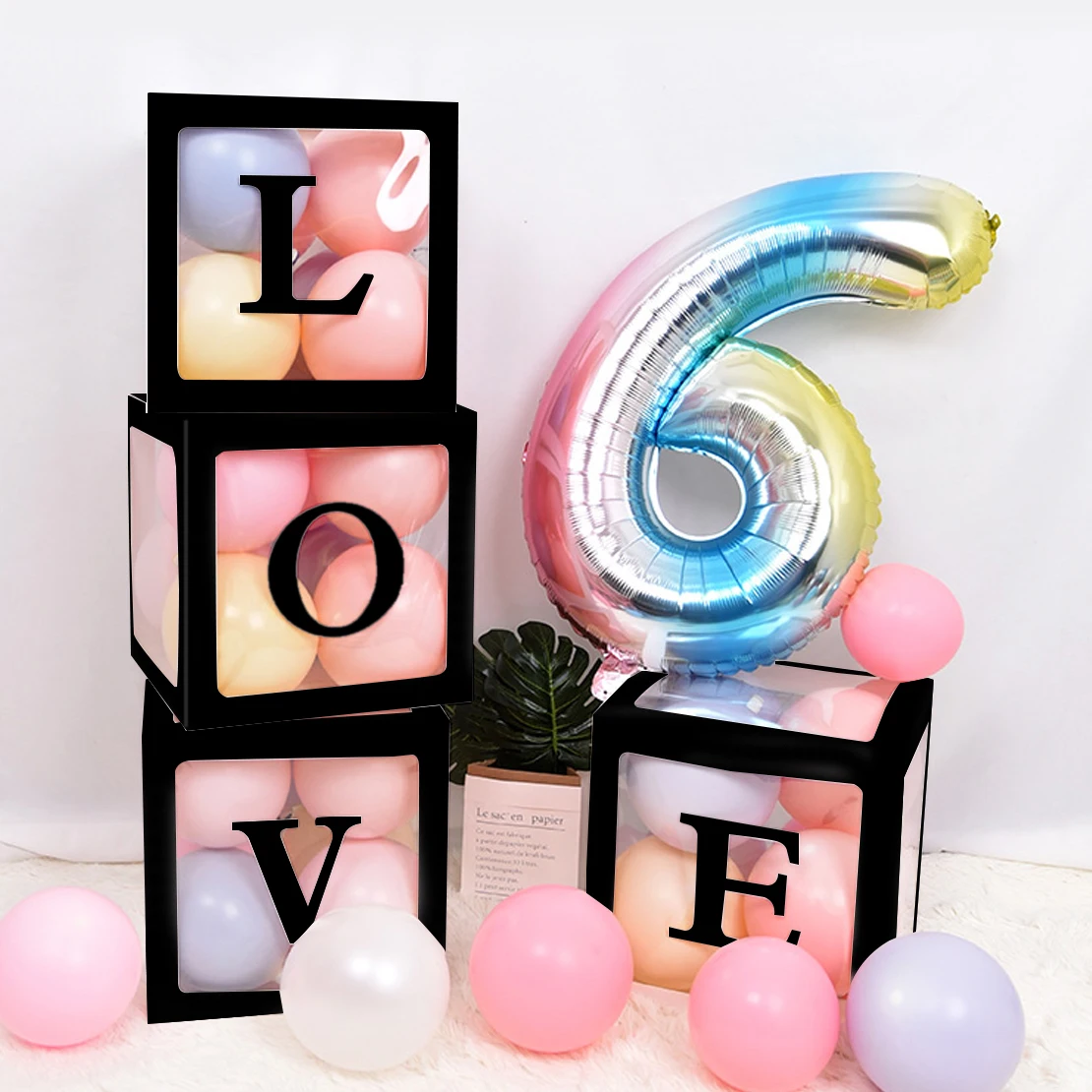 Lot De 4 Boîtes À Ballons Transparentes Pour Anniversaire, Fête