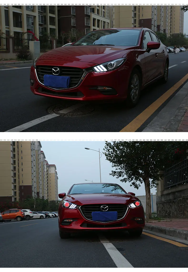 Стайлинга автомобилей фар для Mazda3 фары Новинка Mazda3 Axela светодиодный DRL Динамический светодиодный поворотник Bi Xenon объектива