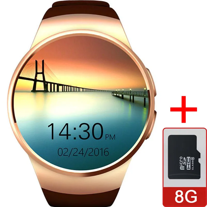 KW18 Bluetooth Смарт часы телефон полный экран Поддержка SIM TF Smartwatch сердечного ритма для IOS iPhone Android samsung Xiaomi PK KW88 - Цвет: Gold add 8G