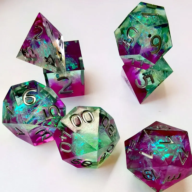 DnD Handmade Resin Dice Sharp Edge for DnD Tabletop RPGs Games D4 D6 D8 D% D10 D12 D20