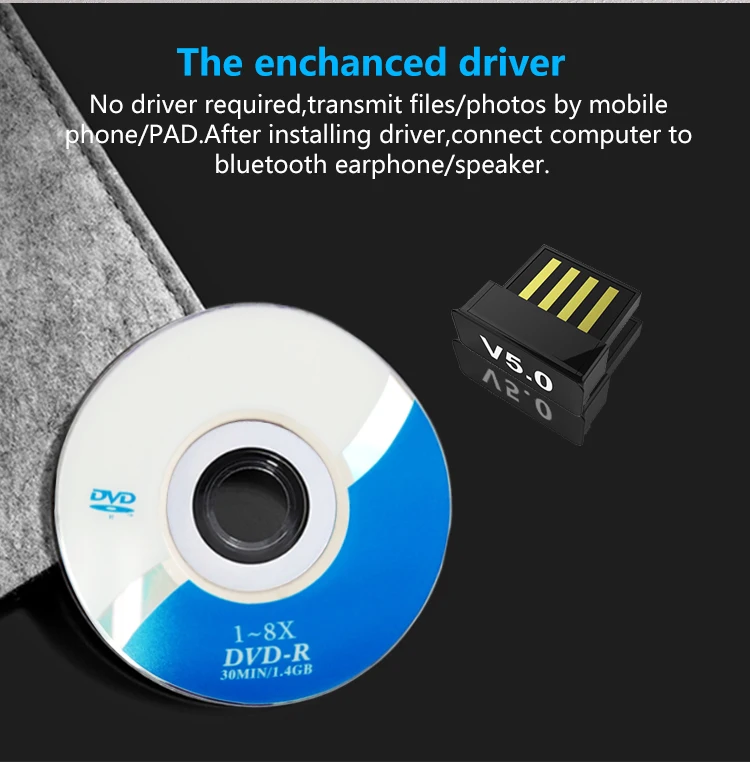 adapter and CD USB Bluetooth 5,0 адаптер/приемник для настольного ПК беспроводной передатчик ключ для PS4 компьютерная мышь Aux аудио динамик Музыка CD - Цвет: adapter and CD