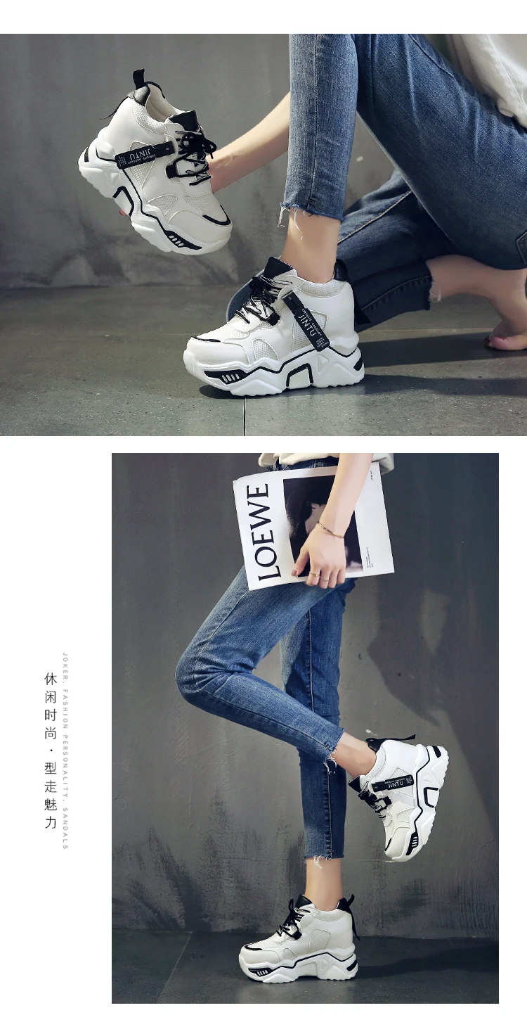 Womens Sneakers Trainers Platform Wedges Chunky Sneakers Black Sneakers Women Casual Shoes Woman Baskets chaussures femme