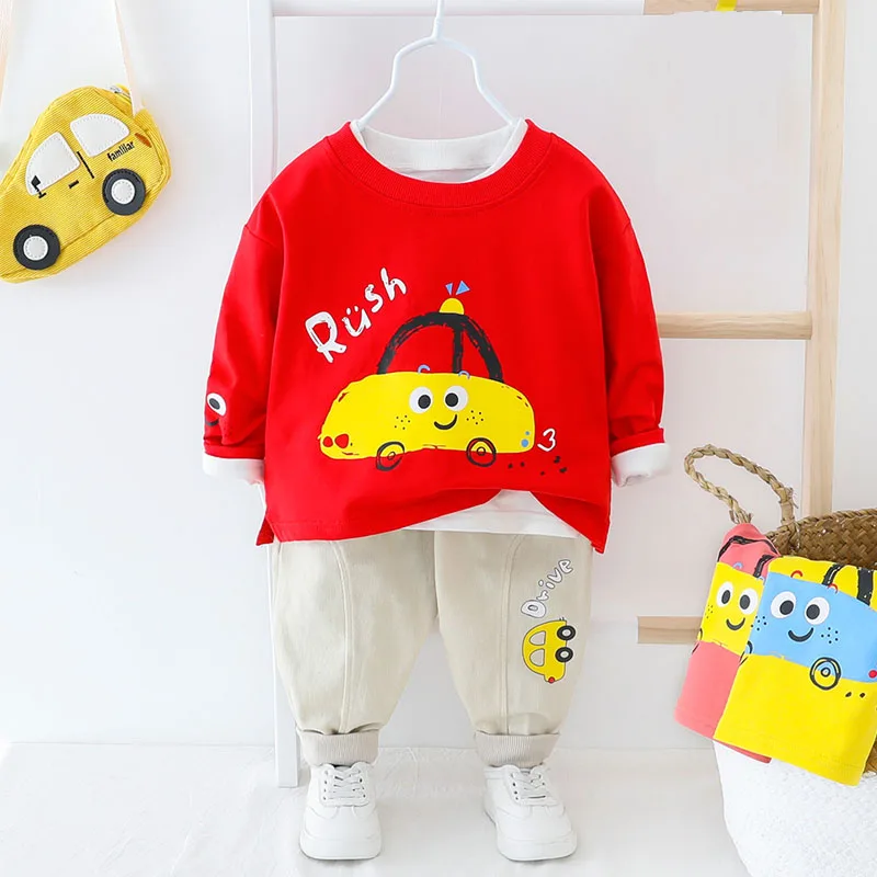 Kid Boy Clothes Girl Cartoon Car Clothing Set New Baby Boys Casual Spring Autumn 1 2 3 4 Year | Детская одежда и обувь