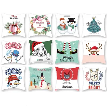 

2019 New Christmas Elk Snowman Snowflake Printing Cushion Pillow Pillow Home cojines sofa decoracion elegante подушки декор