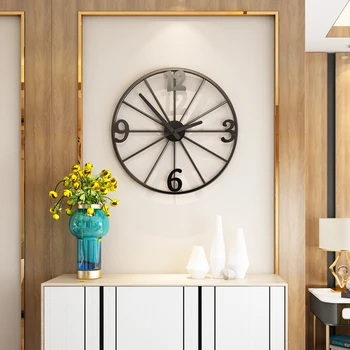 

Minimalism Metal Silent Large Decorative Wall Clock Modern Design Living Room Home Decoration Wall Watch Wall Sticker Vintage