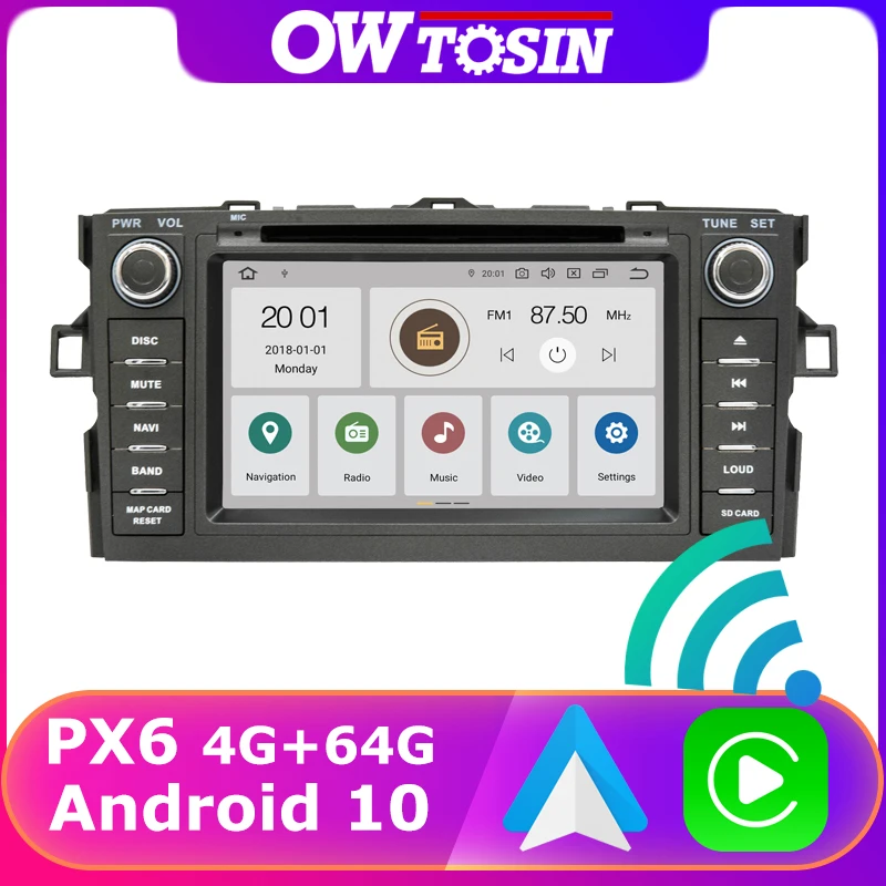 PX6 4G + 64G Android 10 автомобильный мультимедийный плеер для Toyota Auris 2006-2011 радио GPS DSP Bluetooth