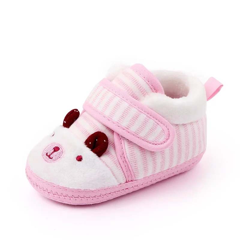 Stripe Pink 0-1 год; зимняя детская обувь для мальчиков и девочек; хлопковая Утепленная обувь для малышей с мягкой подошвой; обувь для новорожденных - Цвет: Stripe Pink