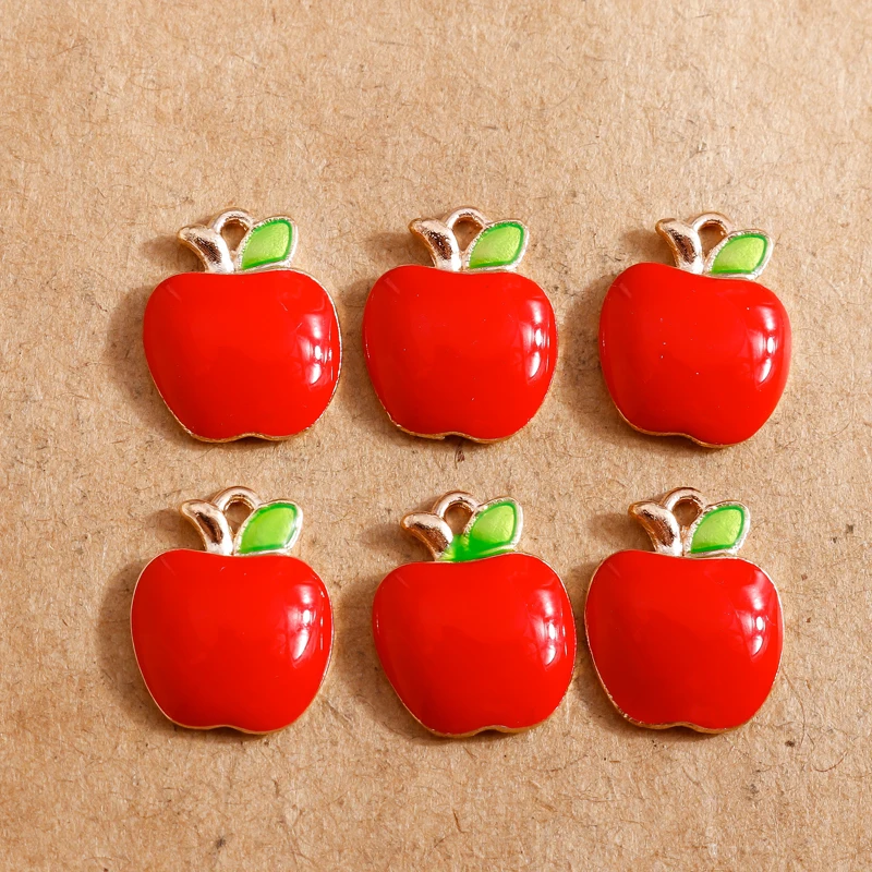 10 Stück 12*14mm Emaille Red Apple Charms für Schmuckherstellung Ohrring Anhänger Armbänder Halskette Charms DIY Erkenntnisse – Detail 2