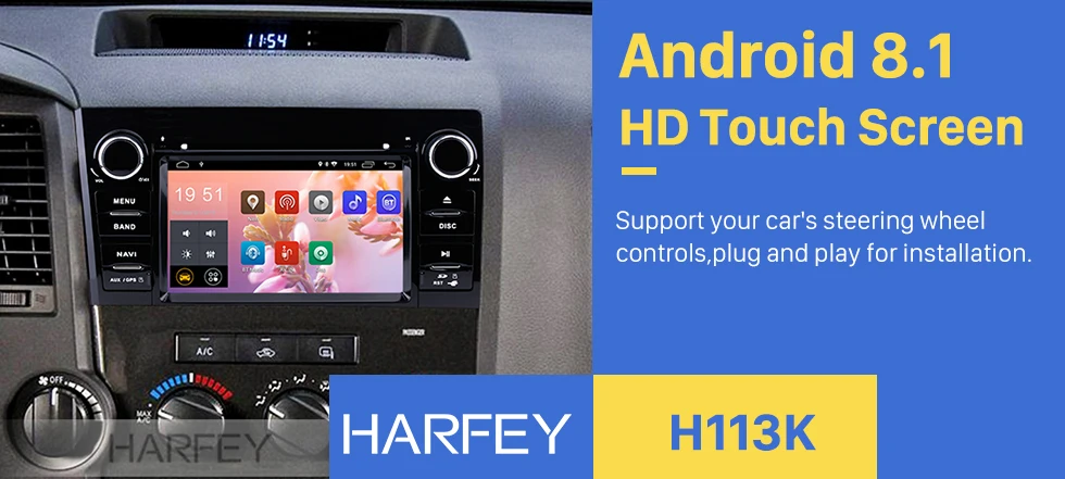 Harfey " автомобиль 1Din Navi Android 8,1 аудио для Toyota Sequoia/2006-2013 Tundra 2008- поддержка DVR TPMS авто радио dvd-плеер
