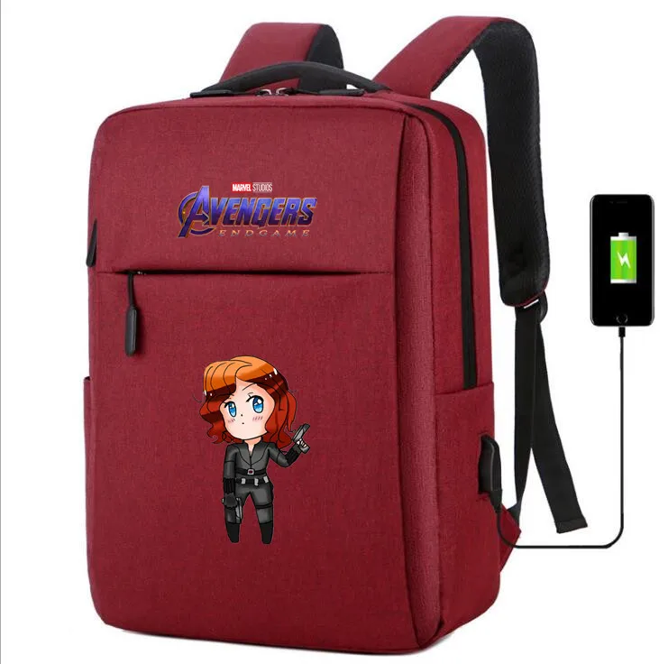 Black Widow bag Рюкзак super hero Infinity War из парусины с usb-зарядкой, школьные сумки с принтом Халка, сумка на плечо для ноутбука, дорожная сумка рюкзак - Цвет: Black Widow bag