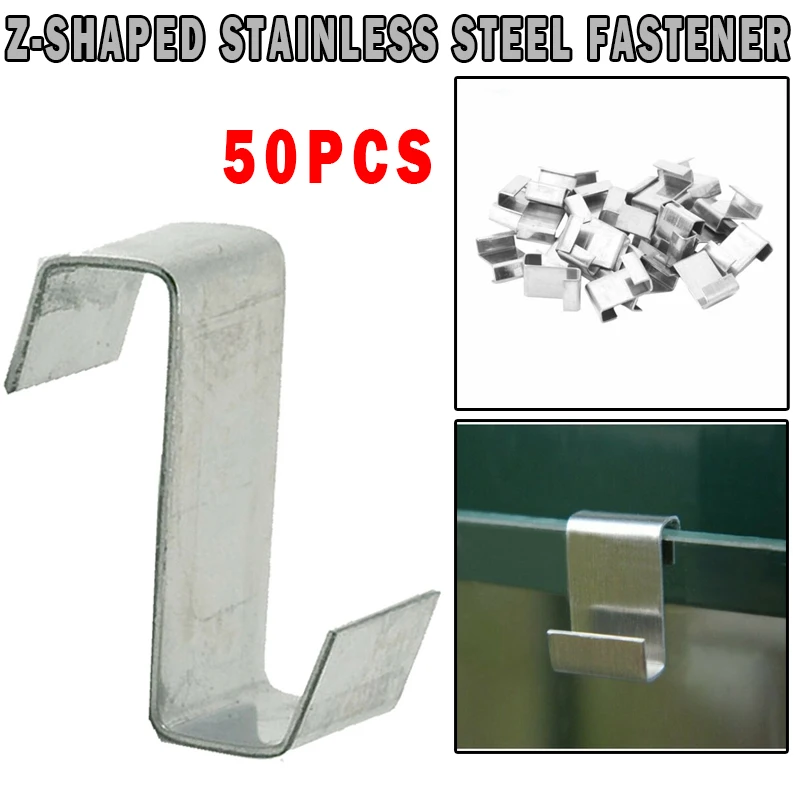50pcs Garden Greenhouse Spares Parts Glass Z Clips Stainless Steel