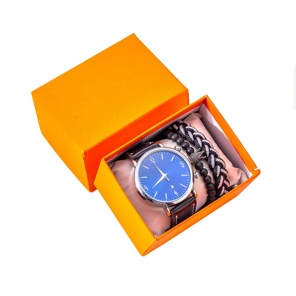 

Classic-Style Men Gift Set Exquisite Packaging Watch + Bracelet Set Creative Packaged Combination-3 Pieces