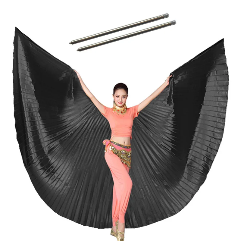 Костюмы для танца живота крылья Египетский костюм для танца живота Ангел ИСИС Крылья Одежда для танца с палочками 11 цветов - Цвет: Black