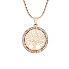 Новое модное очаровательное круглое ожерелье с кулоном из кристаллов Древо жизни золотая бижутерия серебристого цвета колье элегантное женское ювелирное изделие подарок