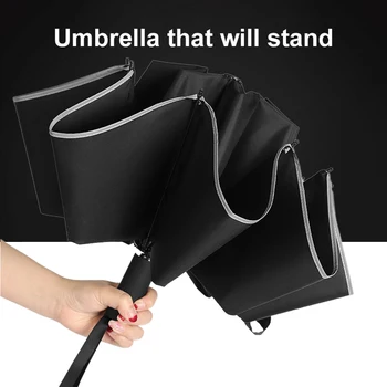 

Durable Button Control Rainy Automatic Practical Phosphor Strip Reverse Windproof Enlarge Sun Protective Umbrella Three Folding