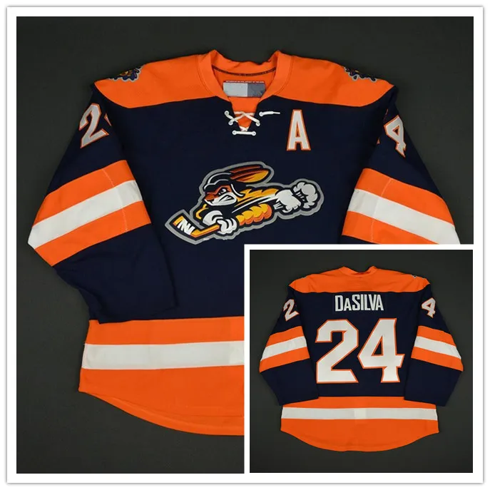 

24 Justin DaSilva Greenville Swamp Rabbits 2017 Fantasy Team Hockey Jersey Embroidery Stitched Customize any number and name