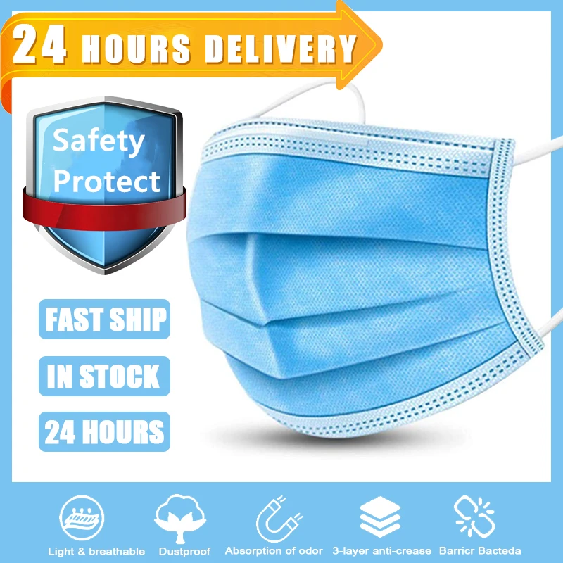 10-50-100pcs-Face-Mask-Disposable-3-Ply-Mouth-Mask-Filter-Non-wove-Breathable-Anti-pollution