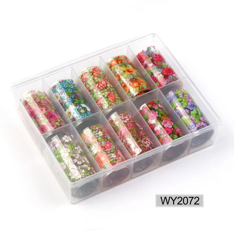 2072 Nail Foil 10 шт./компл. 4*100 см голографическое искусство ногтей Переводные Фольга наклейки бумага Звездное AB Цвет Фольга для ногтей наклейки для хобби ногтевой дизайн - Цвет: 2072 Nail Foil