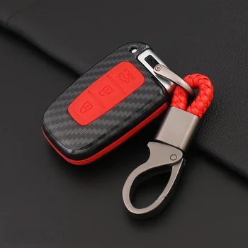 

Carbon Fiber+silica key case for car For For Hyundai Elantra Sonata8 Kia Sportagek2k5 Sorento 360 car accessories car styling